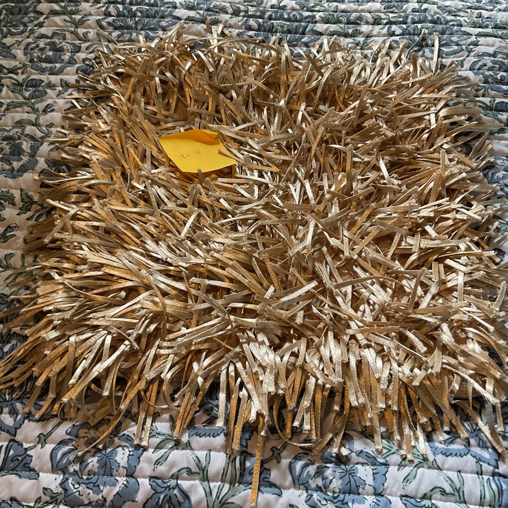 Gold Shaggy Decorative Pillow Cover Approximately 18x18”